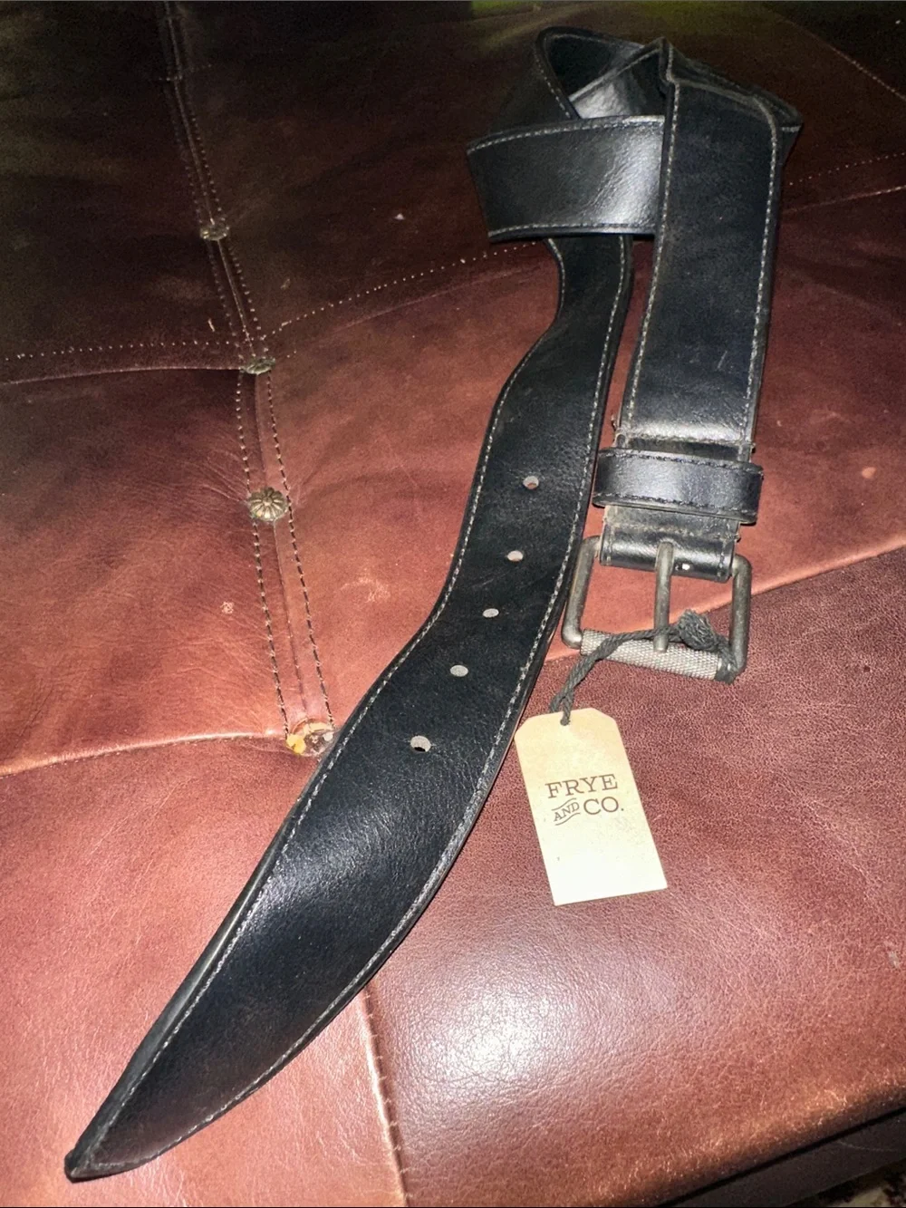 Frye & Co Mens Black faux Leather Belt